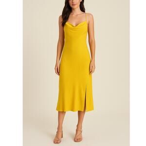 Willow Yellow Cowl Neck Midi Slip Dress Women’s Size XS